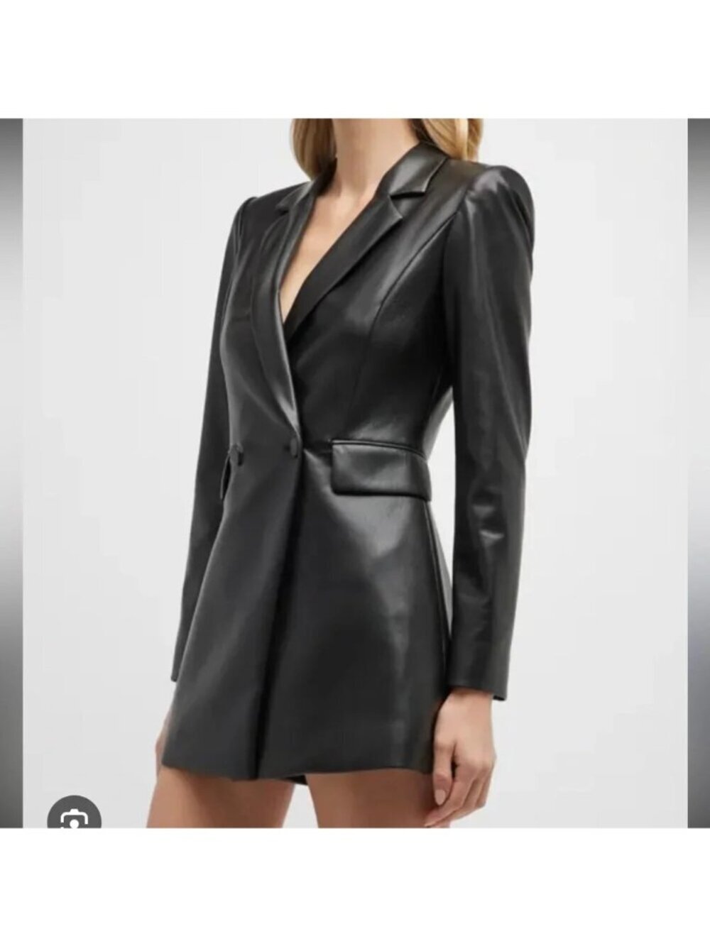 Alex + Olivia Womens Notched Lapels Tuxedo Romper Size 14 Black Vegan Leather